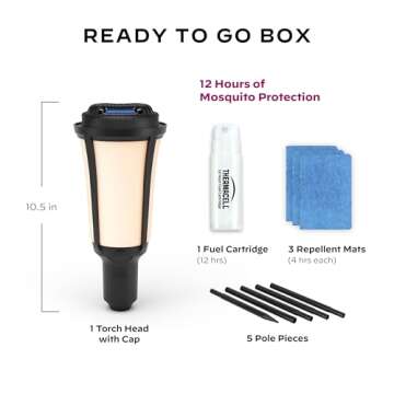 Thermacell Mosquito Repellent Torch; Includes 12-Hour Refill; 15 Foot Zone of Mosquito Protection; Effective Mosquito Repellent for Patio; Bug Spray Alternative; Scent Free