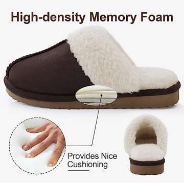 Litfun Women's Fuzzy Memory Foam Slippers Fluffy Winter House Shoes Indoor and Outdoor, Coffee 8-8.5