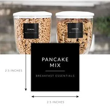 Black Labels for Containers, 180 Kitchen Labels for Food Storage Container Labels, Pantry Labels for Food Containers, Organize Pantry Essentials Canister Labels, Food Labels for Containers