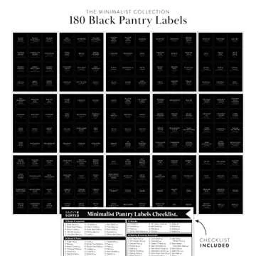 Black Labels for Containers, 180 Kitchen Labels for Food Storage Container Labels, Pantry Labels for Food Containers, Organize Pantry Essentials Canister Labels, Food Labels for Containers