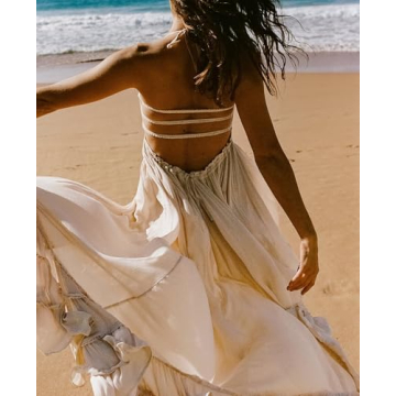 R.Vivimos Women's Summer Boho Backless Maxi Dress