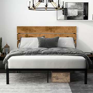 Buy Einfach Full Size Bed Frame - Rustic & Noise-Free Support