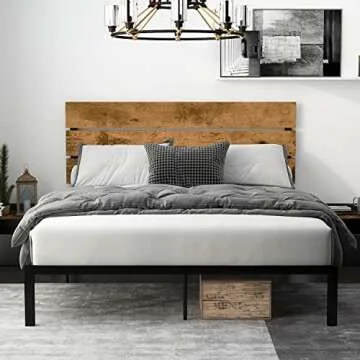 Buy Einfach Full Size Bed Frame - Rustic & Noise-Free Support