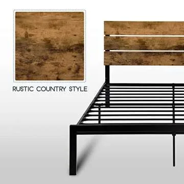 Buy Einfach Full Size Bed Frame - Rustic & Noise-Free Support