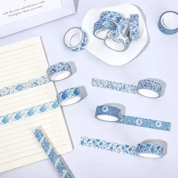 Whaline Blue Floral Washi Tape for DIY Crafting and Gift Wrapping