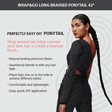 GLAM21USA 42 Inch Braided Clip in Ponytail Extensions