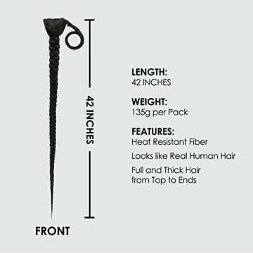 GLAM21USA 42 Inch Braided Clip in Ponytail Extensions