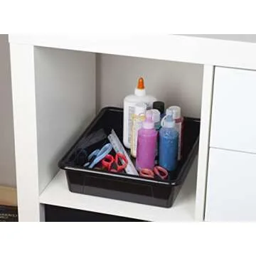 Storex Letter Size Flat Storage Tray – Organizer Bin for Classroom, Office and Home, Black, 5-Pack (62516U05C), 10 x 13 x 3 Inches