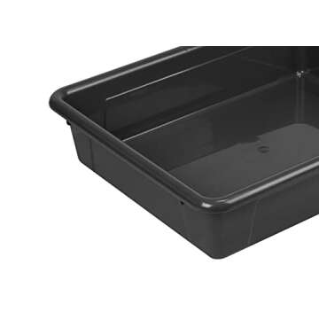 Storex Letter Size Flat Storage Tray – Organizer Bin for Classroom, Office and Home, Black, 5-Pack (62516U05C), 10 x 13 x 3 Inches
