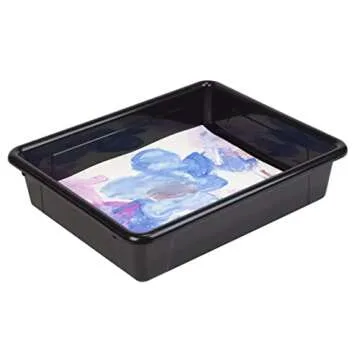 Storex Letter Size Flat Storage Tray – Organizer Bin for Classroom, Office and Home, Black, 5-Pack (62516U05C), 10 x 13 x 3 Inches