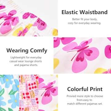 Cinvik Women's Boxers Sleep Shorts Soft Lounge Boxers Flower Print Sleepwear Cotton Loose Boxer Sets for Women Pj Shorts S