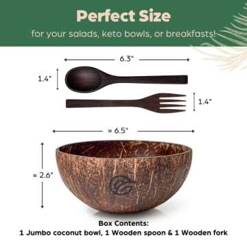 Jumbo Coconut Bowl with Serving Utensils – Eco-Friendly Design