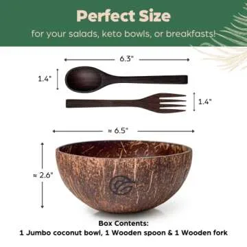 Jumbo Coconut Bowl with Serving Utensils – Eco-Friendly Design