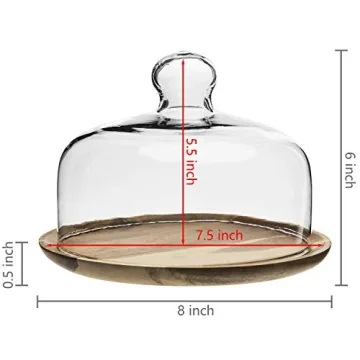 Stylish MyGift 7.5 Inch Glass Dome & Acacia Tray