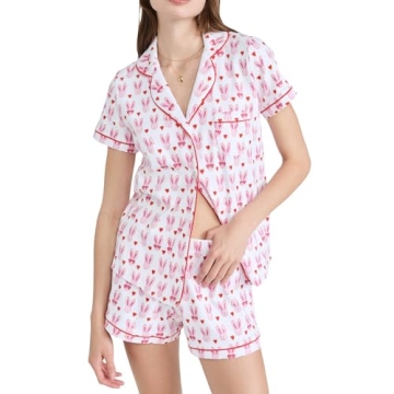 Seyurigaoka Women 2 Piece Floral Pajamas Set Y2k Long Sleeve Button Down Shirt Side Split Shorts Set...