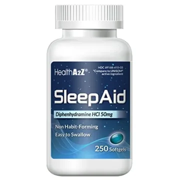 HealthA2Z Sleep Aid Diphenhydramine Softgels, 50mg, Non Habit-Forming, 250 Counts