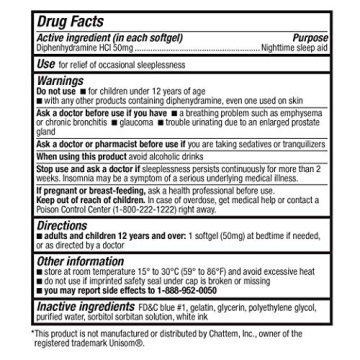 HealthA2Z Diphenhydramine Sleep Aid Softgels 50mg