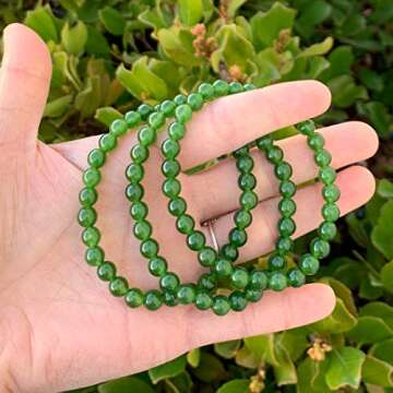 Adabele Real Natural Green Jade Gemstone Beaded Bracelet 7 Inch Stretch Bracelet Chakra Healing Crystal Stone Jewelry Energy Quartz Rock GB6-A54