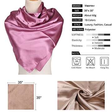 Luxurious 35" Green Satin Square Scarf for Women