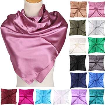 Luxurious 35" Green Satin Square Scarf for Women
