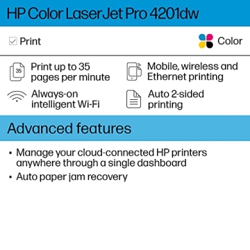HP Color LaserJet Pro 4201dw Wireless Printer