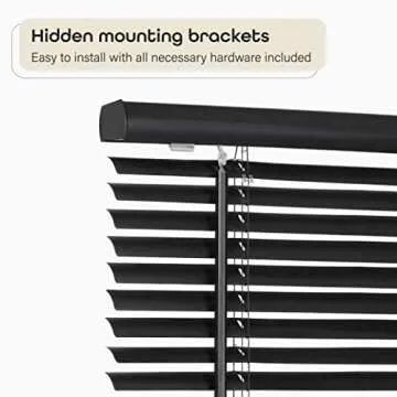 Cordless Light Filtering Mini Blind - 36 Inch Width, 64 Inch Length, 1" Slat Size - Black - Cordless GII Morningstar Horizontal Windows Blinds for Interior by Achim Home Decor