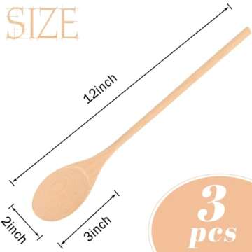 HANSGO 3PCS 12 Inch Long Wooden Spoons, Long Handle Wooden Cooking Mixing Oval Spoons Tasting Spoons...