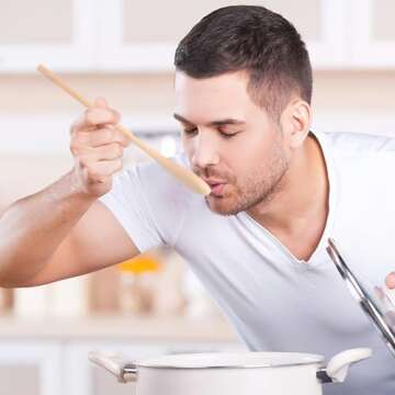 HANSGO 3PCS 12 Inch Long Wooden Spoons, Long Handle Wooden Cooking Mixing Oval Spoons Tasting Spoons Large Cooking Spoons