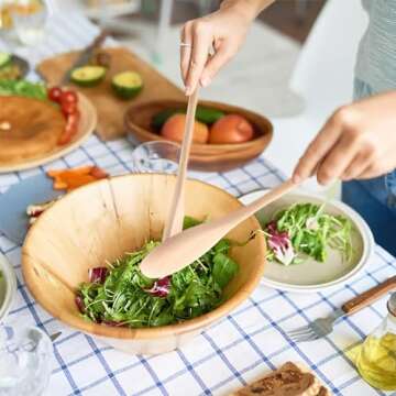 HANSGO 3PCS 12 Inch Long Wooden Spoons, Long Handle Wooden Cooking Mixing Oval Spoons Tasting Spoons Large Cooking Spoons