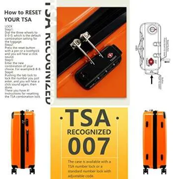 Coolife Luggage Expandable(only 28") Suitcase PC+ABS Spinner 20in 24in 28in Carry on (orange new, L(28in))