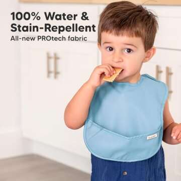 3-Pack Waterproof Baby Bibs for Eating - Lightweight Baby Bib with Food Catcher, Mess Proof Toddler ...