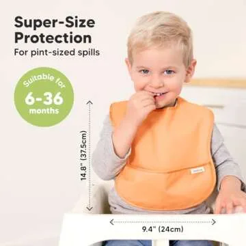 3-Pack Waterproof Baby Bibs for Eating - Lightweight Baby Bib with Food Catcher, Mess Proof Toddler Bibs, Waterproof Bibs for Baby Boys, Baby Girls, Feeding Bibs, Drool Bibs, Baby Food Bibs (Basics)