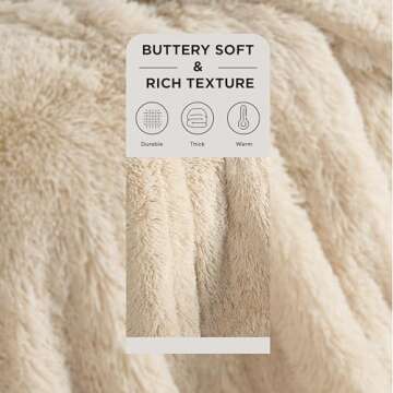 Bedsure Fluffy Beige Throw Blanket - Cozy Plush Sherpa Gift for All Occasions