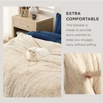 Cozy Bedsure Fluffy Beige Throw Blanket Perfect for Gifts