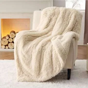 Cozy Bedsure Fluffy Beige Throw Blanket Perfect for Gifts