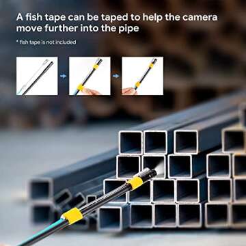 DEPSTECH Dual Lens Industrial Endoscope, 1080P Digital Borescope Inspection Camera, 7.9mm IP67 Waterproof Camera, Sewer Camera with 4.3" LCD Screen,7 LED Lights,16.5FT Semi-Rigid Cable,32GB Card-Black