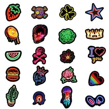 100Pcs Neon Stickers Decal, Waterproof Vinyl Stickers Pack for Bumper, Laptop, Skateboard, Water Bot...