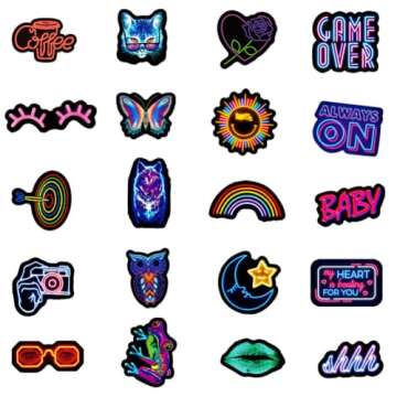 100Pcs Neon Stickers Decal, Waterproof Vinyl Stickers Pack for Bumper, Laptop, Skateboard, Water Bottle, Luggage, Phone, Graffiti Stickers for Adults
