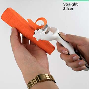 Vremi 3 in 1 Julienne Vegetable Peeler - Citrus Fruit Peeler for Orange Lemon Cocktails - Carrot and Potato Peeler with Rotating Serrated Straight and Julienne Stainless Steel Slicer Blades - Black