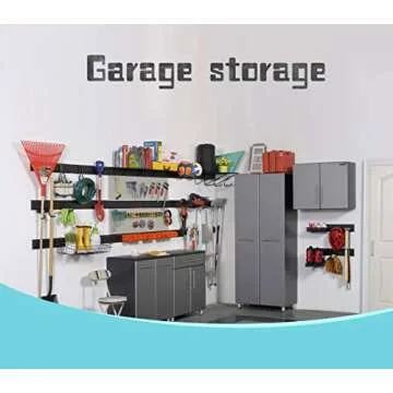 Ultrawall 13 PCS Tool Storage Rack, 64 Inches Adjustable Garage Organization Wall Mounted Storage System with 9 Hooks, Heavy Duty Steel Garden Tool Organizer Wall Holders