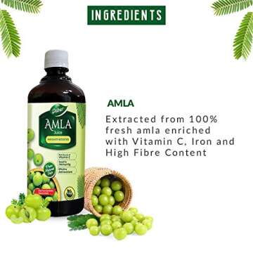 Dabur Amla Juice - Rich Sources of Vitamin C - 100% Ayurvedic Health Juice - 1Ltr