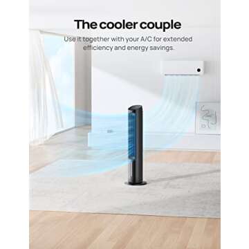 Dreo Tower Fans That Blow Cold Air, 40" Evaporative Air Cooler, Cooling Fan for Bedroom with 80° Oscillating, Remote Control, 3 Modes 4-Speed Quiet Floor Fan, Black