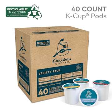 Caribou Coffee Single Serve Keurig K-Cup Pod Variety Pack, Light, Medium, and Dark Roast Coffees, 40...