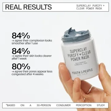 Youth To The People Superclay Purify + Clear Power Mask - Clay Mask with White Clay + French Green Clay Powder to Help Clear Pores, Absorb Excess Oil - BHA, Salicylic Acid, Niacinamide Face Mask (2oz)