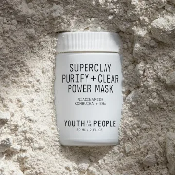 Youth To The People Superclay Purify + Clear Power Mask - Clay Mask with White Clay + French Green Clay Powder to Help Clear Pores, Absorb Excess Oil - BHA, Salicylic Acid, Niacinamide Face Mask (2oz)
