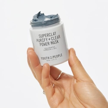 Youth To The People Superclay Purify + Clear Power Mask - Clay Mask with White Clay + French Green Clay Powder to Help Clear Pores, Absorb Excess Oil - BHA, Salicylic Acid, Niacinamide Face Mask (2oz)