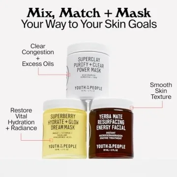 Youth To The People Superclay Purify + Clear Power Mask - Clay Mask with White Clay + French Green Clay Powder to Help Clear Pores, Absorb Excess Oil - BHA, Salicylic Acid, Niacinamide Face Mask (2oz)