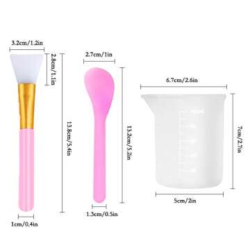 Reusable Resin Kit Mixing Cups Tool Sets, Include 3 Pieces Silicone 100 ml Measuring Cups, 4Pieces Application Brushes and 6 Pieces Mixing Spoon for Makeup