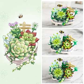 QLT QIAOLETONG Mini Bricks Bonsai Model Creative DIY Simulation Mini Particle Flower Botanical Collection Construction Building Toy (Not Compatible with Major Brands)