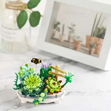 QLT QIAOLETONG Mini Bricks Bonsai Model Creative DIY Simulation Mini Particle Flower Botanical Collection Construction Building Toy (Not Compatible with Major Brands)